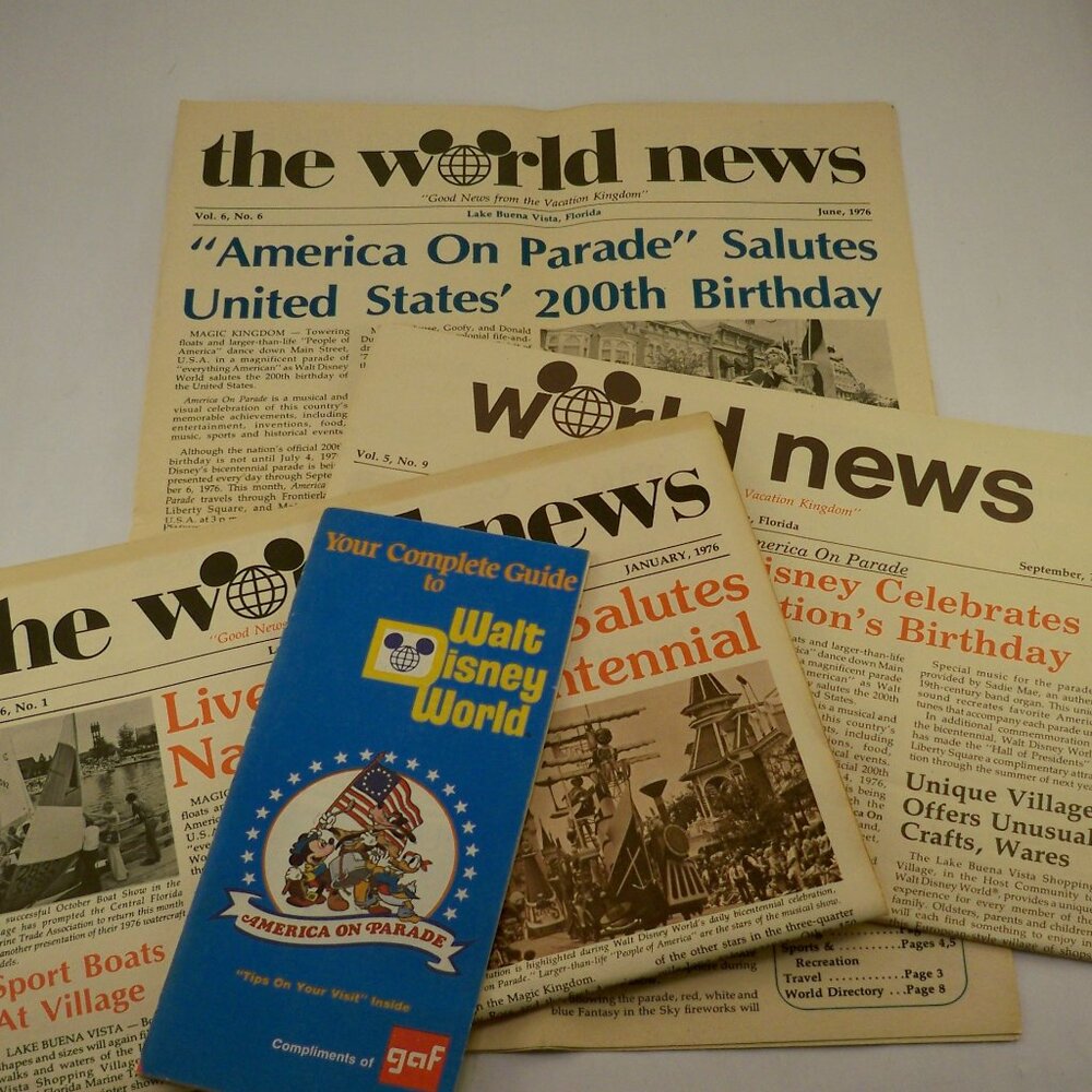 Disney World Guide 75, Newspapers Sept. 75, Jan/June 1976 Vintage *Ephemera